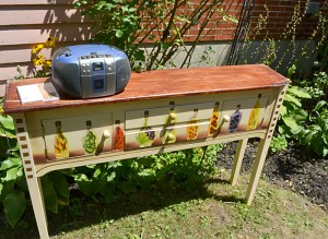 refurbished table in garden in Buffalo NY