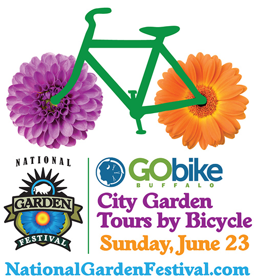 GOBike city garden tours logo in Buffalo NY