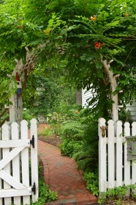 arched arbor in garden in Lockport NY