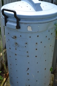 garbage cans with holes used as composter in Buffalo NY