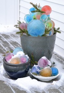 colored ice balls in three containers in Amherst NY