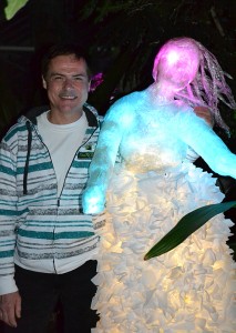 David Clark and lighted lady at Night Lights