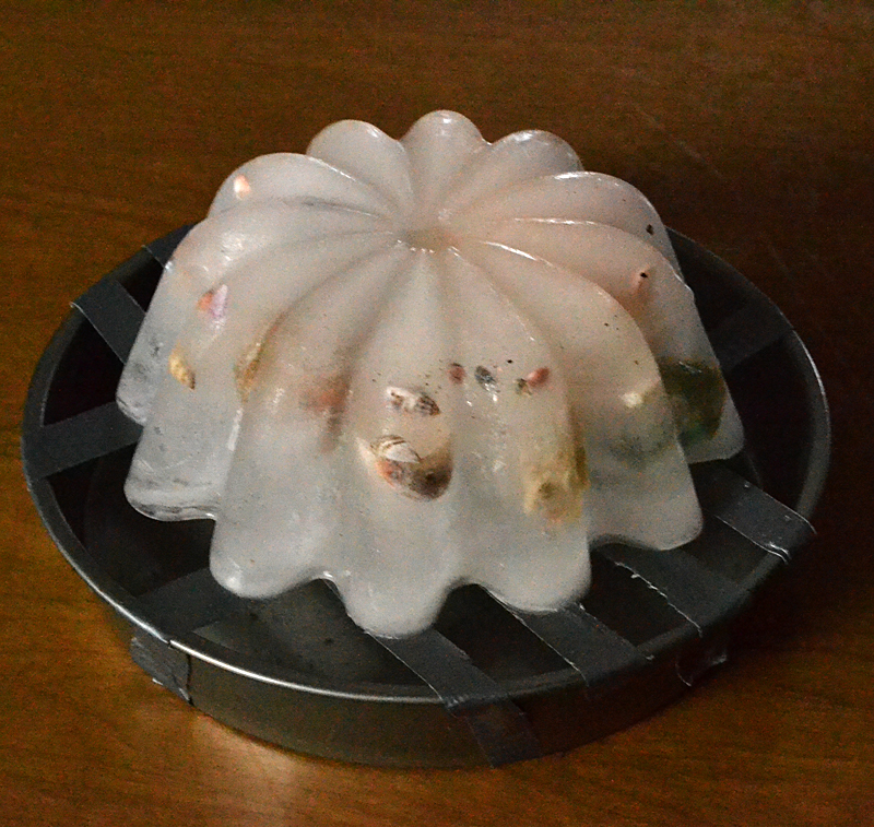 seashell ice sculpture in mold for winter