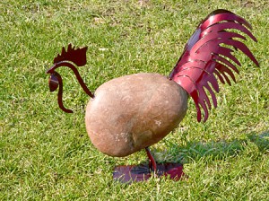 rooster made of fieldstone
