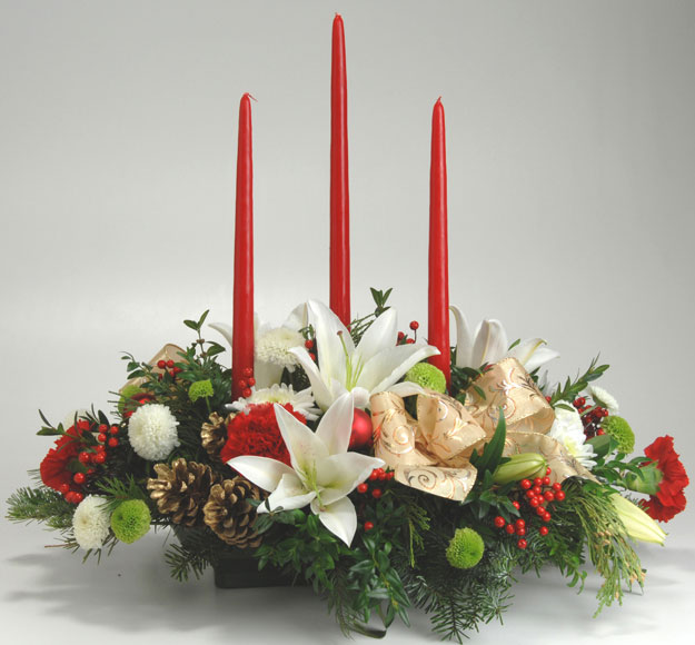 lily centerpiece for Christmas at Mischler's in Williamsville NY