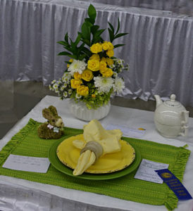 flower arrangement and table setting