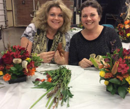 making Thanksgiving arrangement at the Buffalo and Erie County Botanical Gardens
