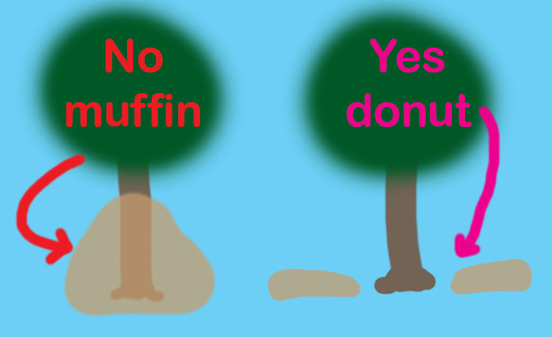 volcano mulch illustration muffin and donut