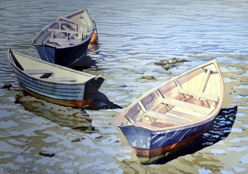 watercolor of boats by Jane Stoddard