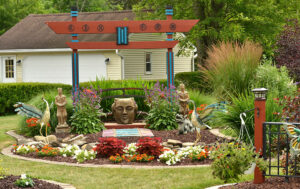 overall view of Asian-style garden in Amherst NY