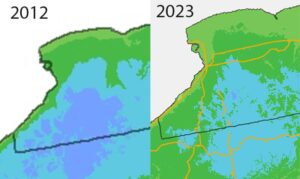 USDA plant hardiness zone map comparing Western New York in 2012 to 2023