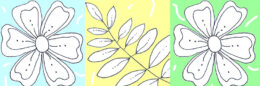 drawn flowers and leaves